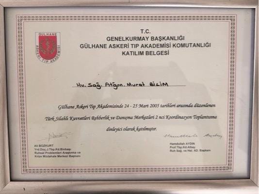 GATA Komutanlığı Katılım Belgesi — TC Genelkurmay Başkanlığı Gülhane Askeri Tıp Akademisi Komutanlığı