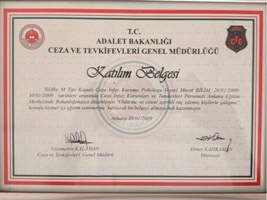 Adalet Bakanlığı Hizmet İçi Eğitim Belgesi — TC Adalet Bakanlığı Ceza ve Tevkifevleri Genel Müdürlüğü